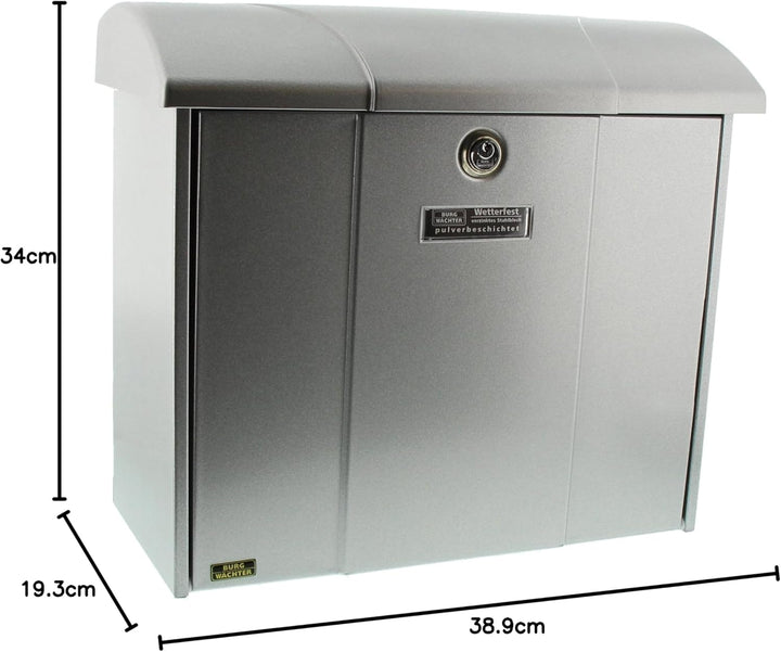 Burg-Wächter Briefkasten mit aufklappbarem Regendach, A4 Einwurf-Format, EU Norm EN 13724, Verzinkte