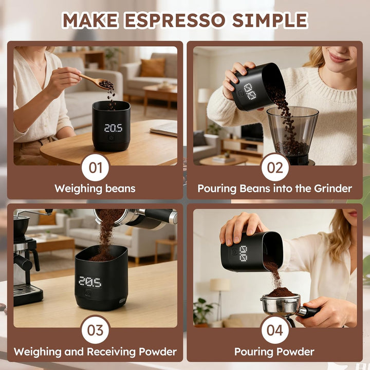 Digitale Kaffeewage mit LED-Display, Digital Kaffeewaage för Espresso & Pour-Over, Digitale Dosierme