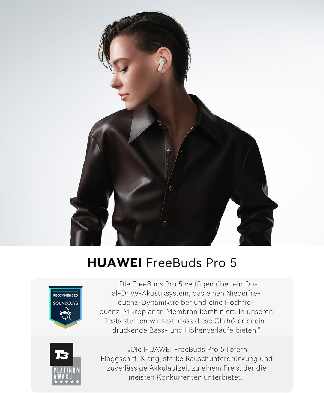 HUAWEI FreeBuds Pro 5 Kabellos Bluetooth Kopfhörer, In Ear Kopfhörer, KI-Geräuschunterdrückung für B