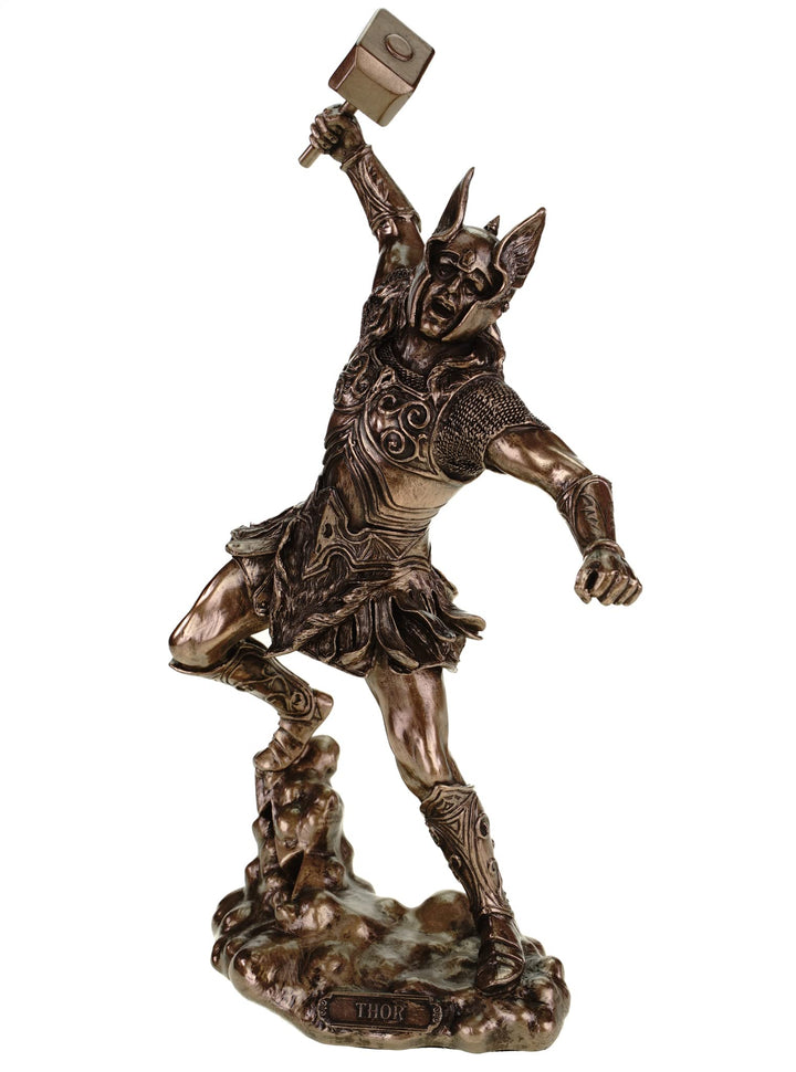 Nordischer Donnergott Thor in Rüstung Gott Figur bronziert Odin Skulptur by Veronese