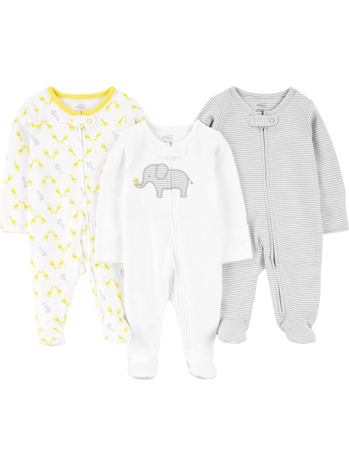 Simple Joys by Carter's Baby - Mädchen 3-Pack Sleep and Play Sleepers (3er Pack) 3-6 Monate Hellgrau