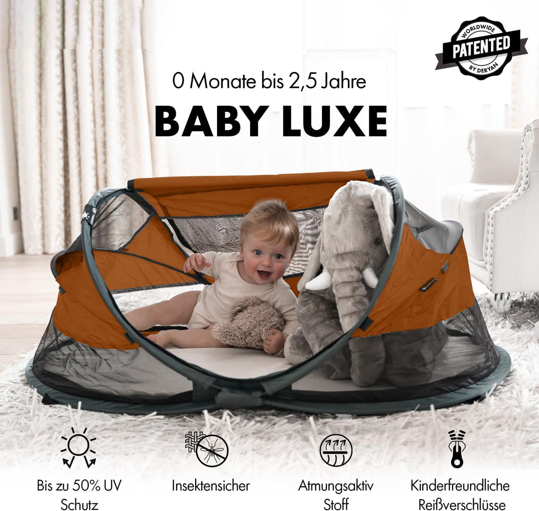 Deryan Baby & Kinder Reisebett mit Matratze - ab Geburt bis 2,5 Jahre, Pop Up Kleinkindbett Babyzelt
