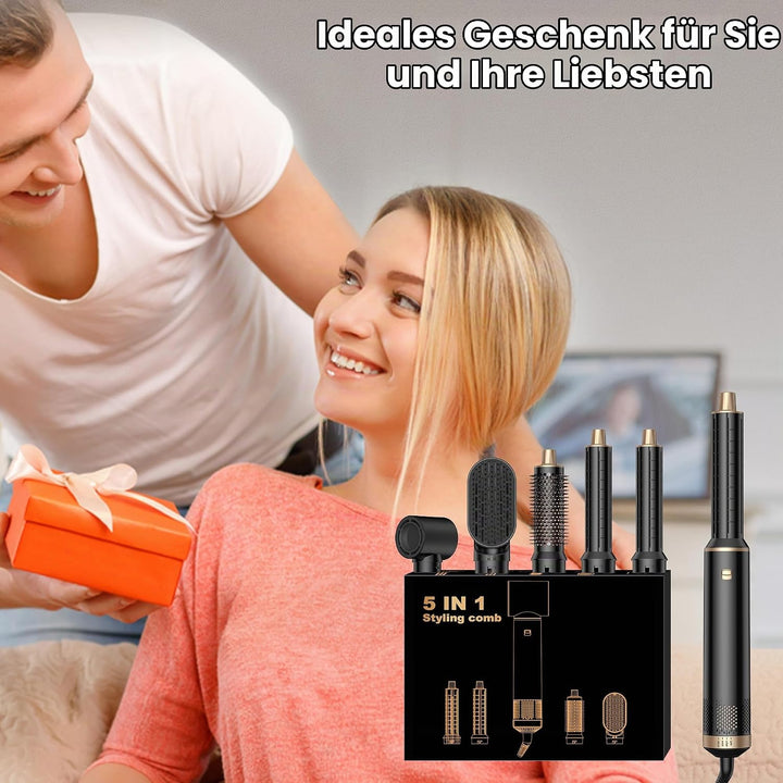 Hair Styler Set 5 in 1 Hairstyler 5 in 1 mit Rundbürstenföhn, Warmluftbürste, Föhnbürste, Haartrockn