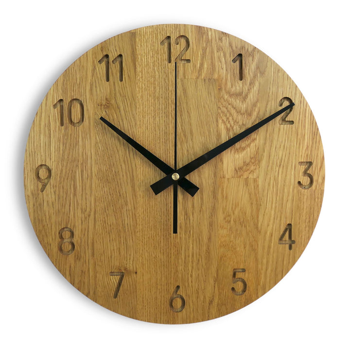 Wanduhr für die Wand MAS002 aus Echtem Eichenholz, Runde, Eiche - Honigfarbe, 50x50x2 cm, 2500 g 50