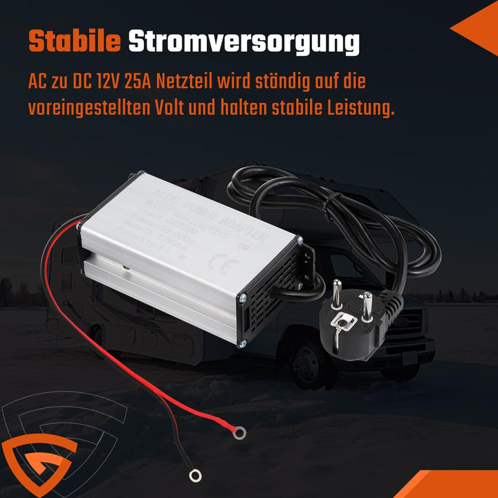 12V 25A Netzteil Adapter 300W, 230V auf 12V Spannungswandler AC/DC Netzadapter für 2KW–8KW Diesel St