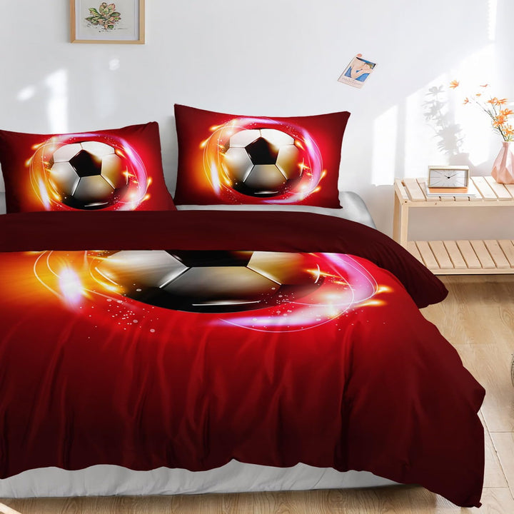 HOSIMA-Fussball-Druck-Bettbezug für Kinderzimmer, für Erwachsene, Jungen, Mädchen, Kinderzimmer, Bla