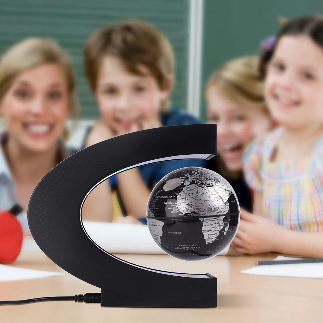 Magnetischer Schwimmender Globus mit farbigen LED-Lichtern C-Form Anti-Schwerkraft-Magnetschwebebahn