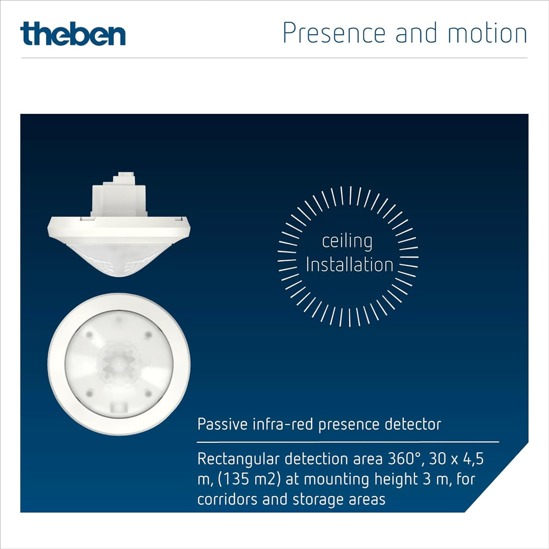 Theben 2019300 thePassa P360 KNX UP WH - KNX - Präsenzmelder Passiv-Infrarot - PIR - 360°, THEPASSA