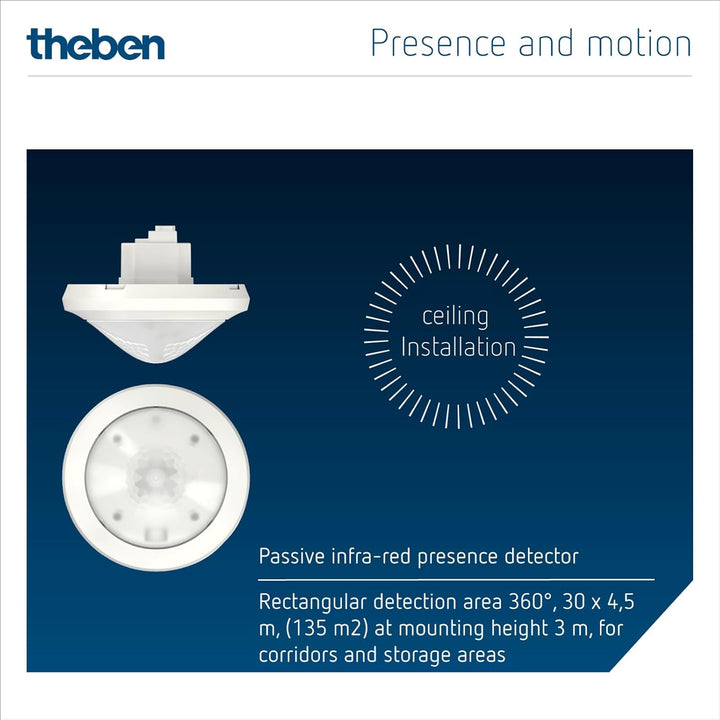 Theben 2019300 thePassa P360 KNX UP WH - KNX - Präsenzmelder Passiv-Infrarot - PIR - 360°, THEPASSA