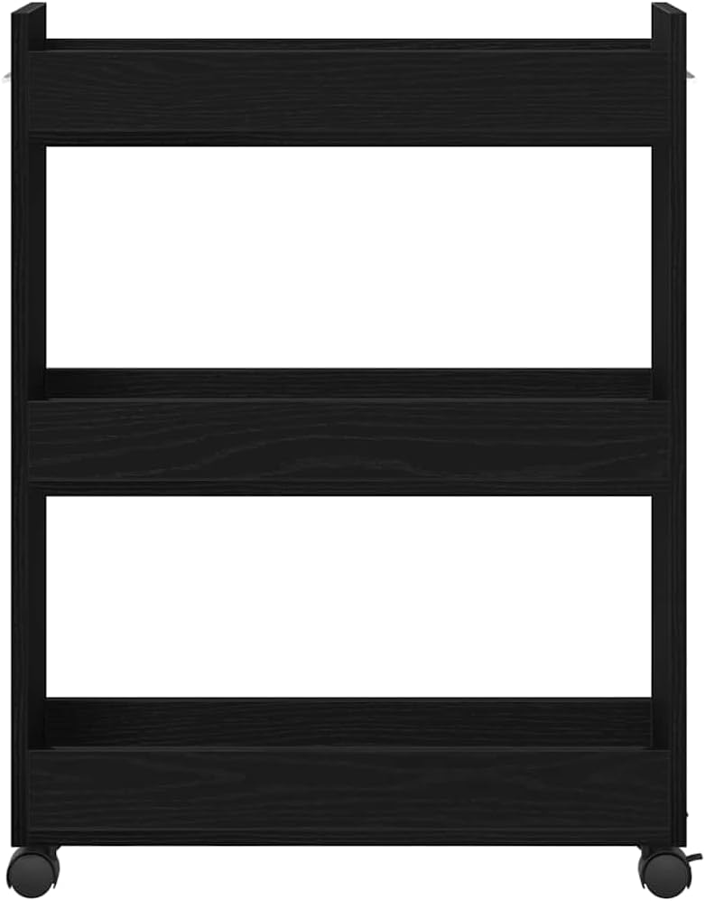 vidaXL Schrank Mit Rad Schwarz Eichen-Optik 60 x 22 x 79 cm, Stylischer Organizer, rechteckiger Schr