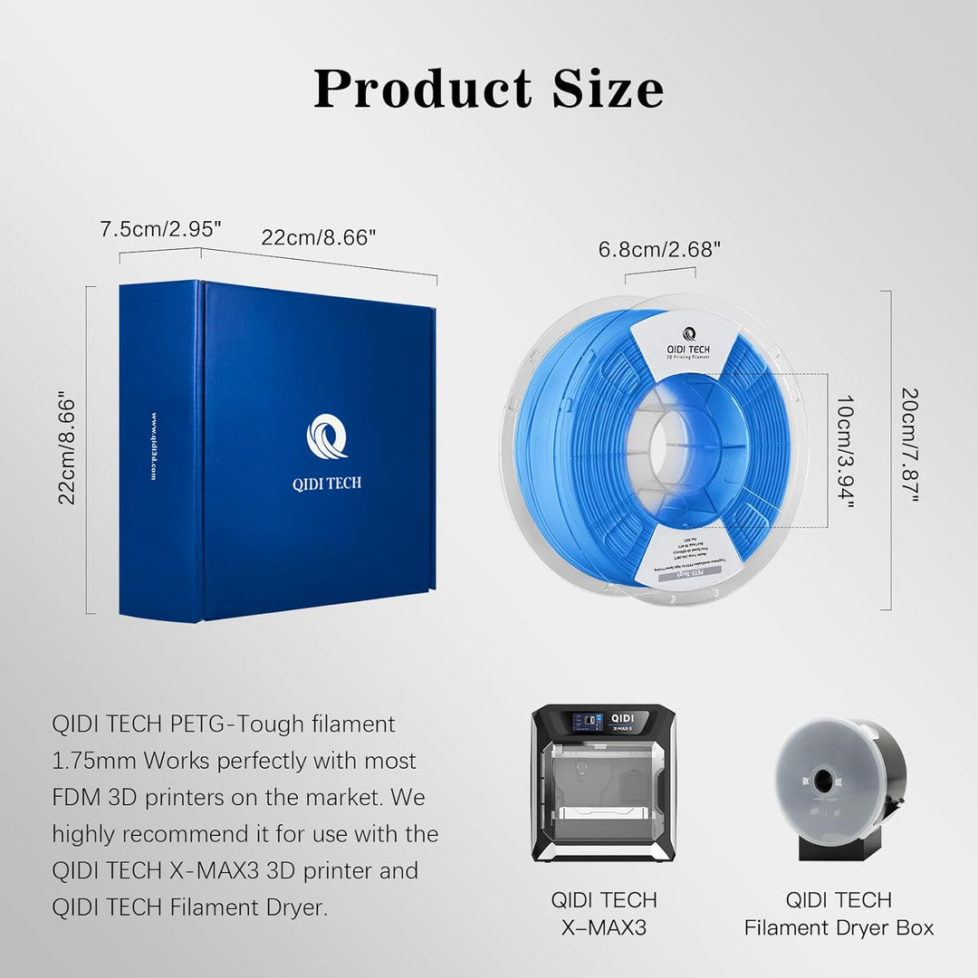 QIDI TECH PETG-Tough 3D Drucker Filament, Zähigkeit PETG Filament 1.75mm, 3D Druck Filament 1kg Spul