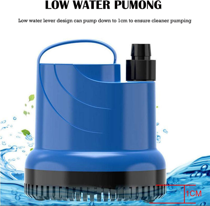 EXLECO Mini Wasserpumpe Tauchpumpe Aquariumpumpe 1500L/H 20W 230V Förderhöhe 1,6m Kabel mit Stecker