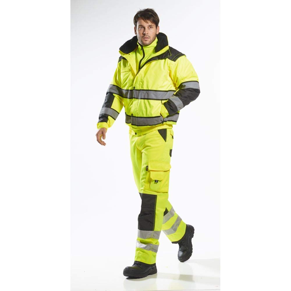 Portwest Klassische Warnschutz-Pilotjacke, Grösse: XL, Farbe: Gelb/Schwarz, C466YBRXL XL gelb / schw