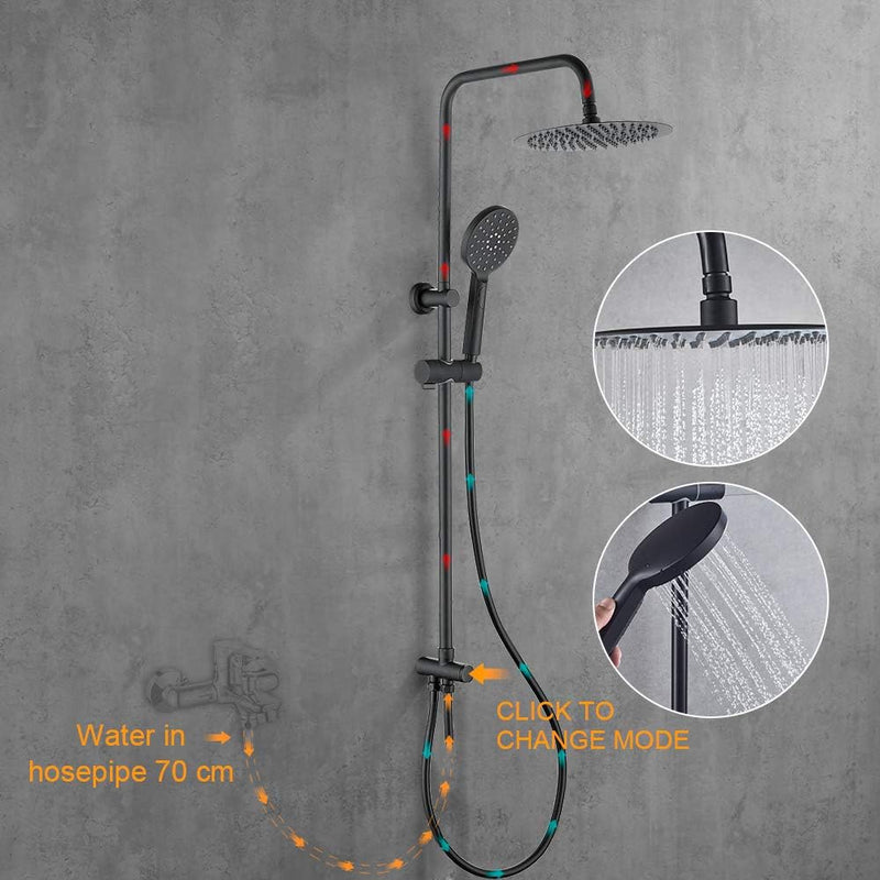 Ibergrif - Duschsystem mit Regendusche, Umstellung. Brauseschlauch, Handbrause, Brausehalter, Duschs