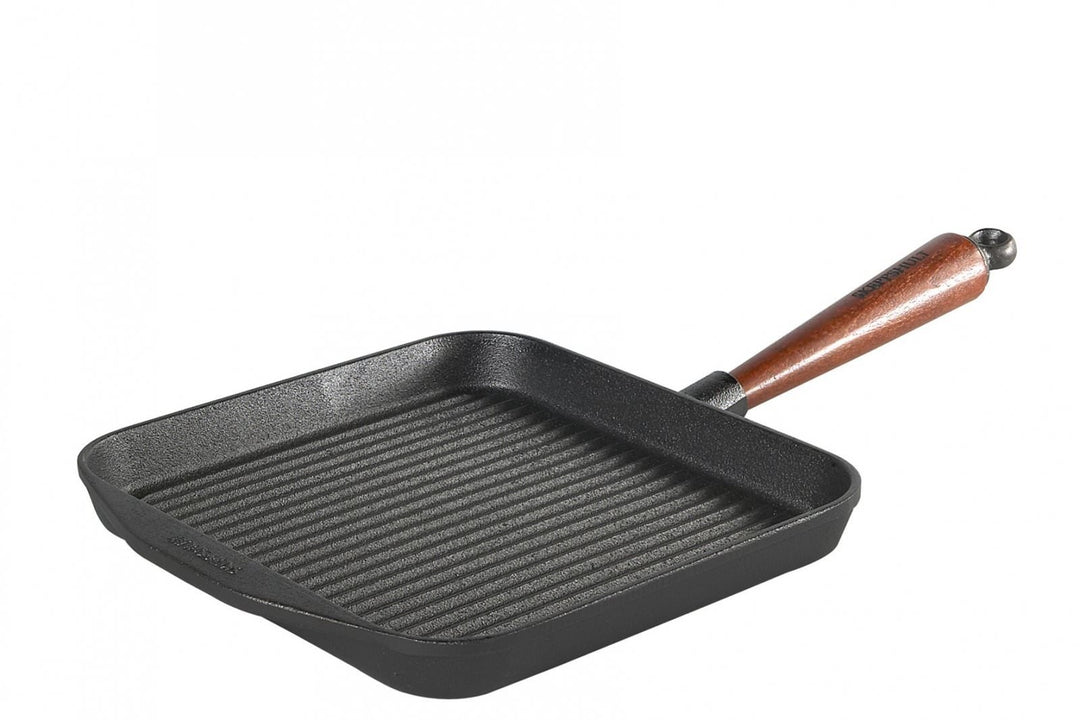 Skeppshult 25 x 25 cm Grillpfanne aus Gusseisen mit Holzgriff - Made in Sweden