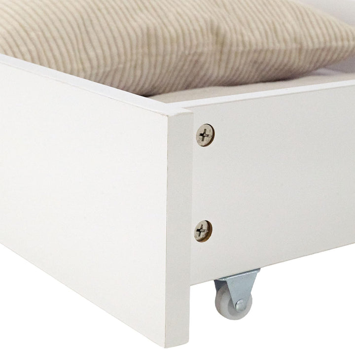 Homestyle4u 2er Set Bettkästen mit Rollen Weiss - Kiefer Bettschubladen | Stabiler Unterbettkasten a