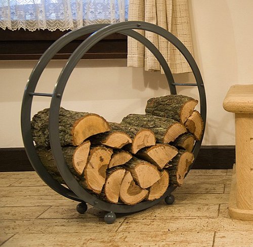 DanDiBo Kaminholzregal Kaminholzständer Rund D-70 cm Grau 80004 Holzkorb Kaminholzhalterr