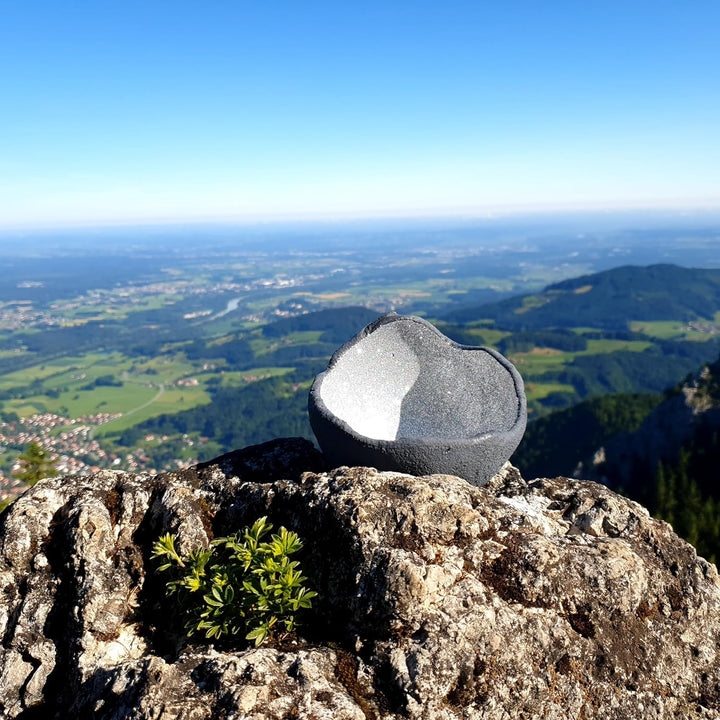 Lichtschale silber - S (15cm) - Beton schwarz - grau - Unikat handmade - Windlicht - Geburtstagsgesc