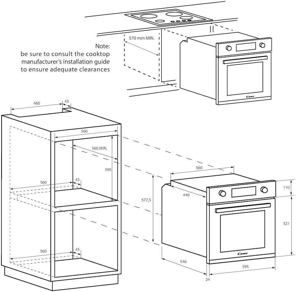 Four encastrable nettoyage manuel - convection naturelle CANDY FIDC B100 - Blanc - Classe A Statisch