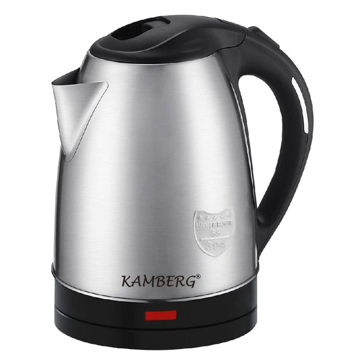 Kamberg - Elektrischer Wasserkocher, Edelstahl, 18/10 – 1,8 Liter – 1500 W – schnelles Kochen – komp