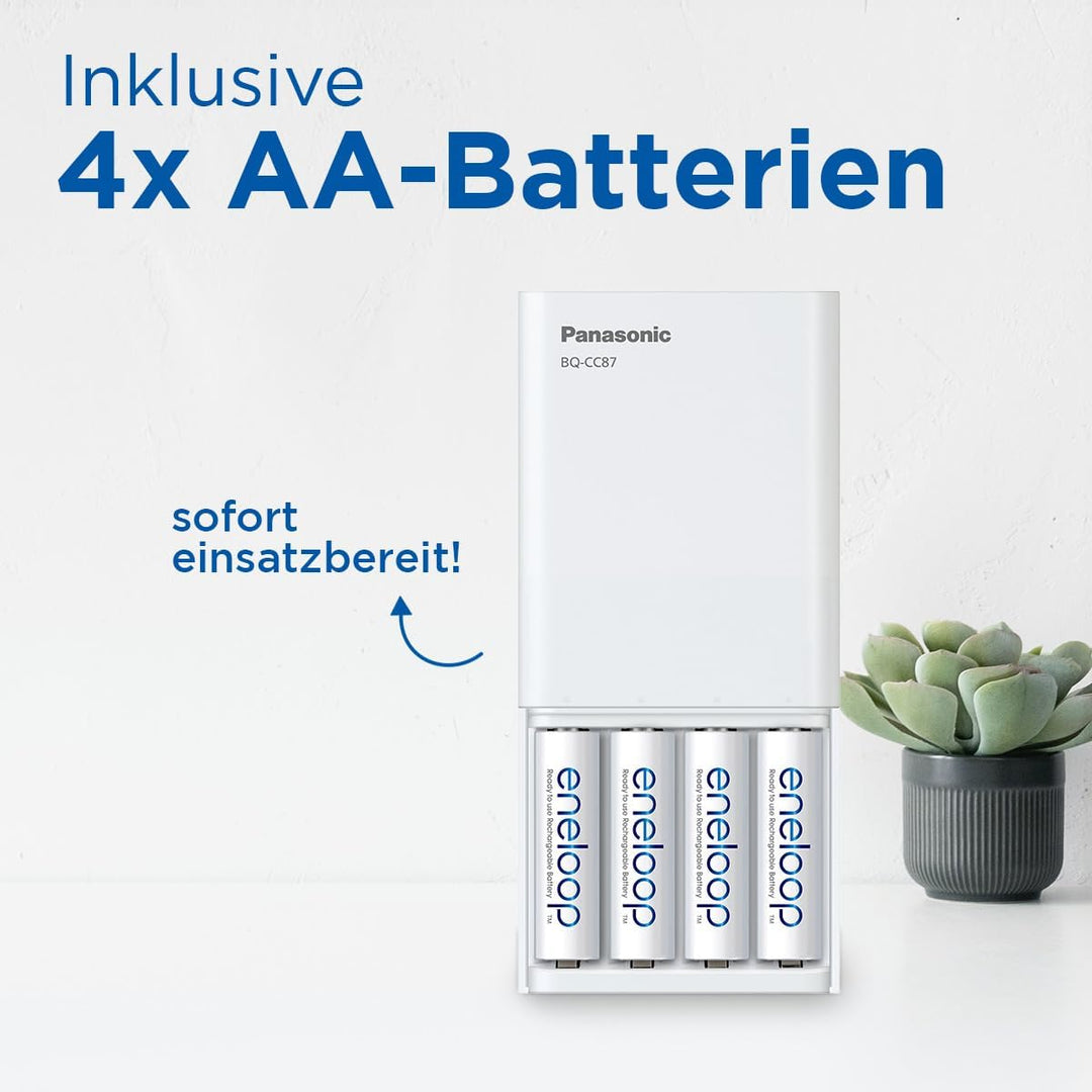 Panasonic eneloop SmartPlus USB Travel Ladegerät für 1–4 AA/AAA NI-MH-Akkus, mit USB-Anschluss, 10 S