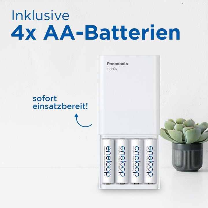 Panasonic eneloop SmartPlus USB Travel Ladegerät für 1–4 AA/AAA NI-MH-Akkus, mit USB-Anschluss, 10 S