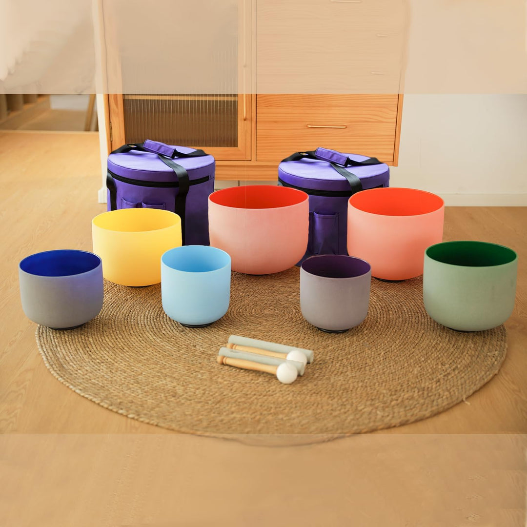 KVKA 432Hz Klangschale 6-12 Zoll Crystal Singing Bowls Colored Chakra Quartz Bowls for Sound Healing