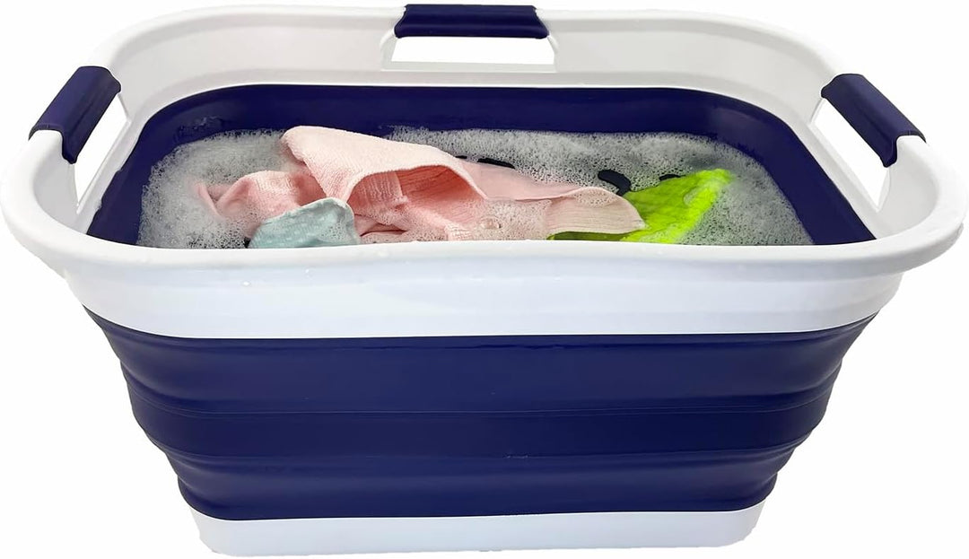 SAMMART 30L zusammenklappbarer Wäschekorb aus Kunststoff – faltbarer Pop-Up-Aufbewahrungsbehälter/Or
