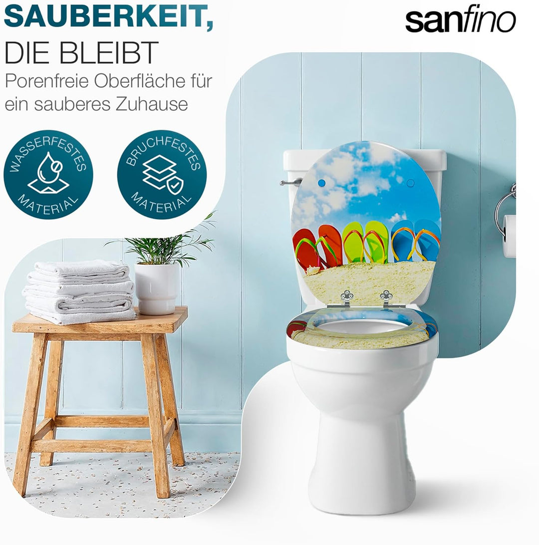 SANFINO® Premium WC Sitz mit Absenkautomatik – hochwertige Toilettendeckel aus Holz, viele bunte Mot