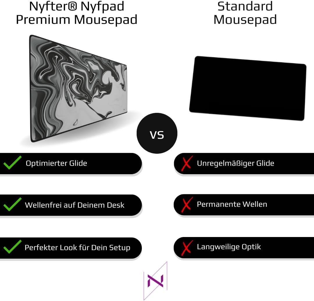 NYFTER - Premium 3XL Gaming Mauspad XXXL Nyfpad 1200x600mm Mousepad im Liquid Design Wellenfrei mit