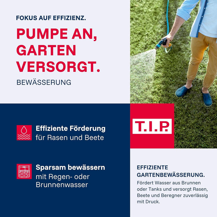 T.I.P. Gartenpumpe Edelstahl (2.950 l/h Fördermenge, 42 m Förderhöhe, 4,2bar Druck, 550W, selbstansa