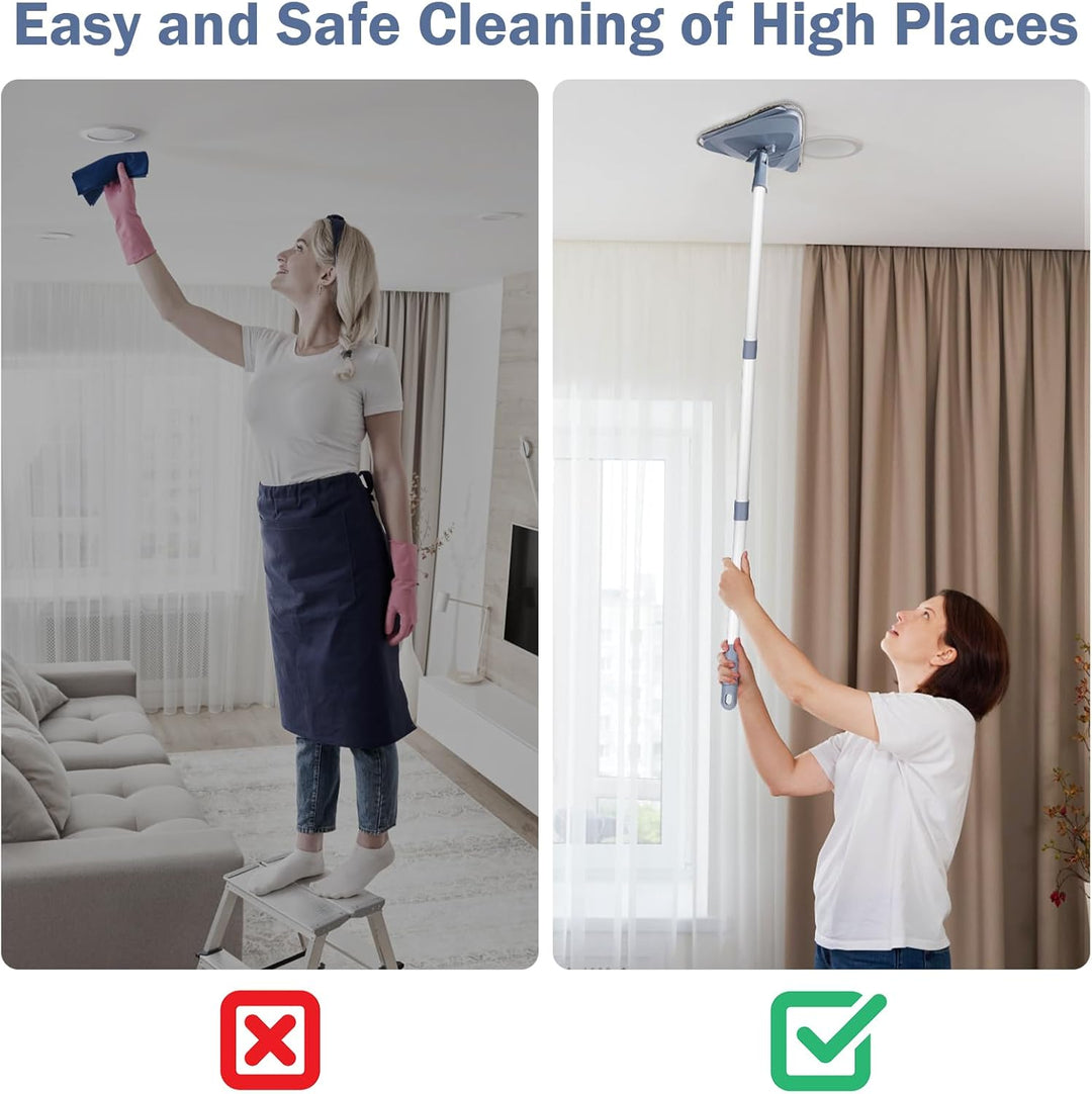 TAOPE Wischmopp für Wand & Fenster & Decke, Deckenreiniger Werkzeug Staubwedel mit 200 cm langem Gri