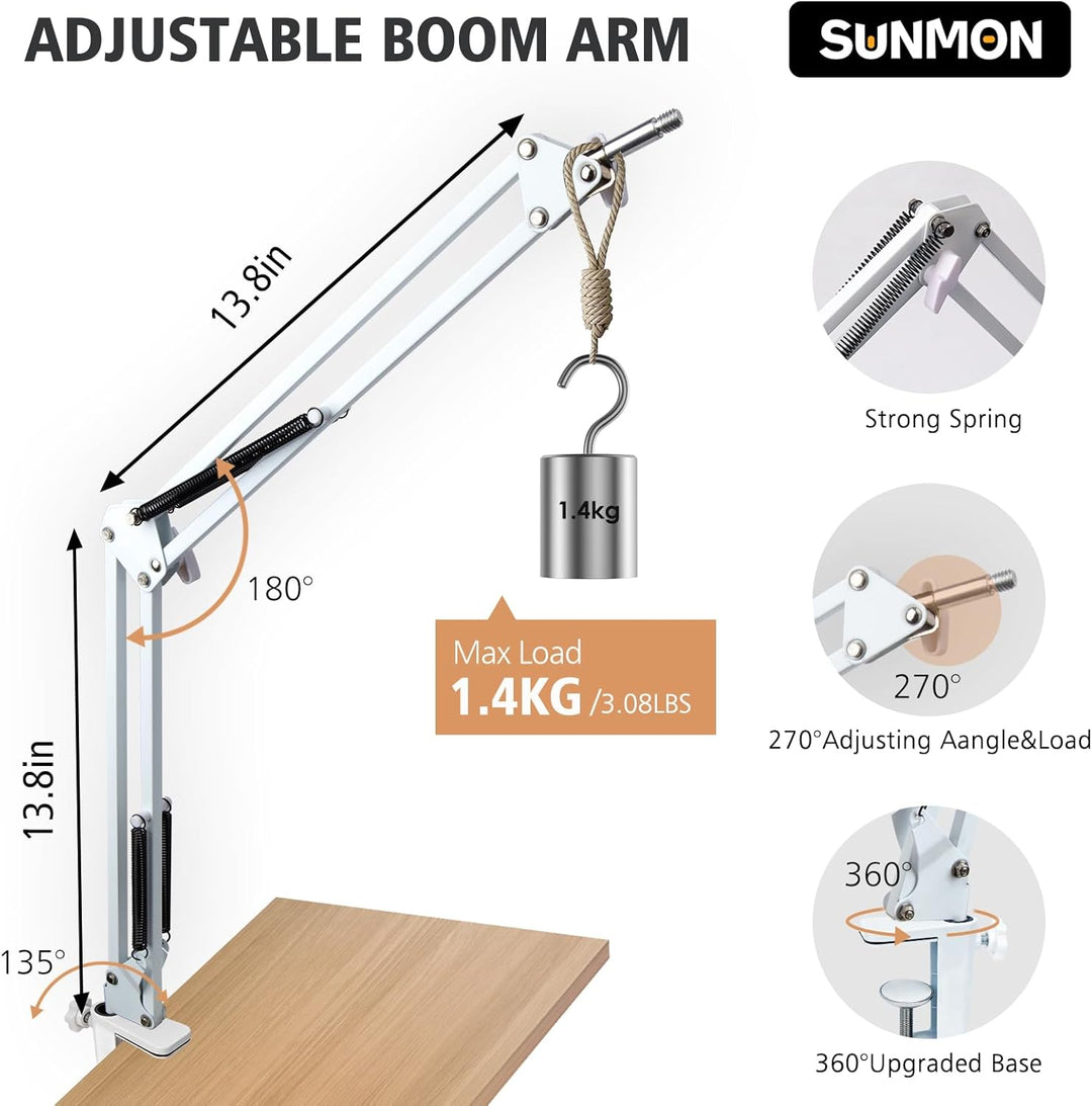 SUNMON für HyperX SoloCast / 2 Mikrofonarm– Universeller Solo Cast 2 Mic Boom Arm mit Mikrofonabdeck