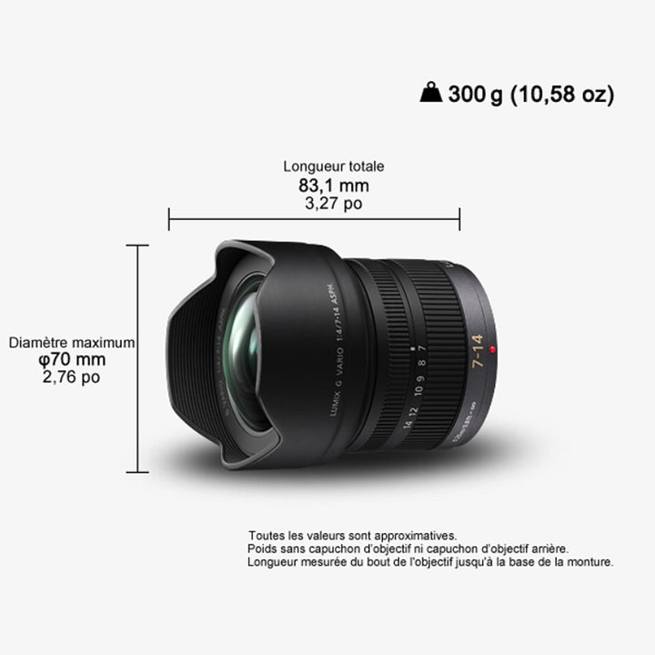 Panasonic H-F007014E LUMIX G Vario Superweitwinkel 7-14 mm F4.0 ASPH. Objektiv (14-28 mm KB) schwarz
