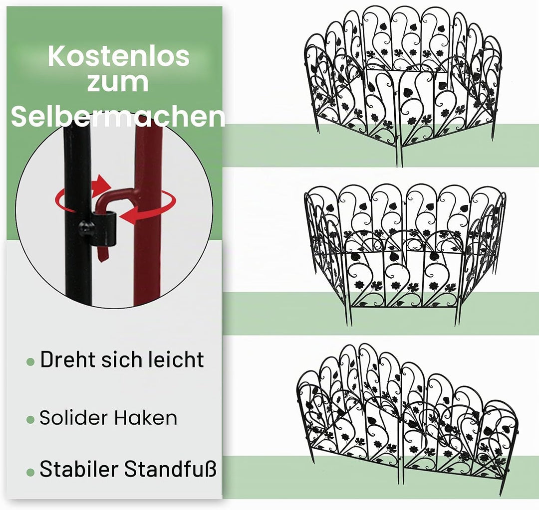 unho 5 Stück Beetzaun Metall Set, Teichzaun Gartenzaun Set Metallzaun Zaun für den Garten, Gitterzau