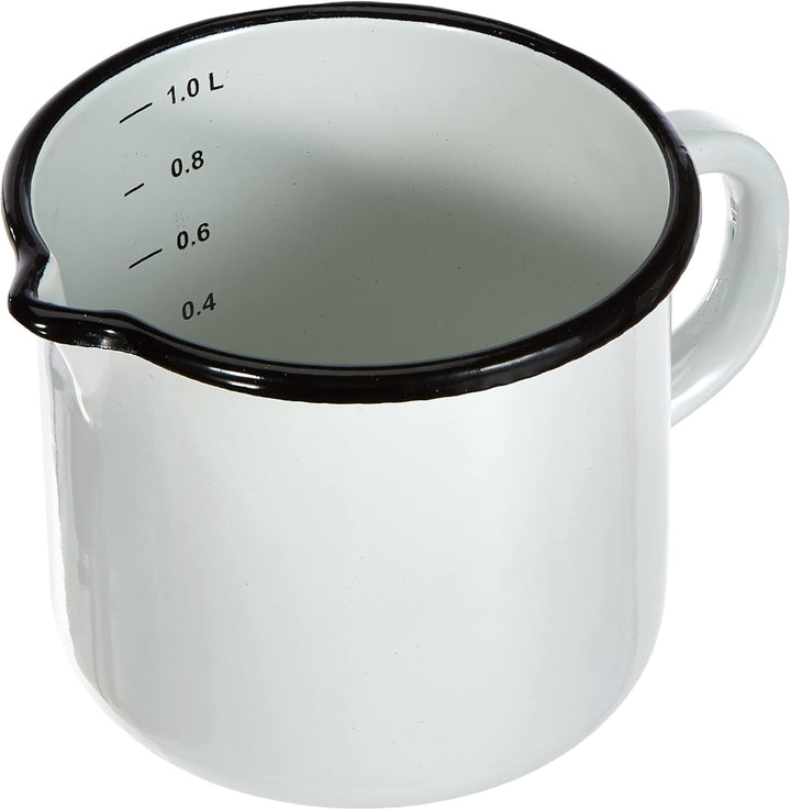 Karl Krüger Milchtopf, Stahl, 12 cm, Weiss