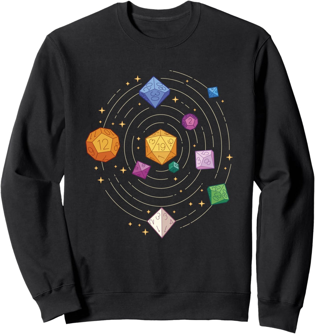 Rollenspiele, rotierende Würfel im Weltraum RPG Sweatshirt
