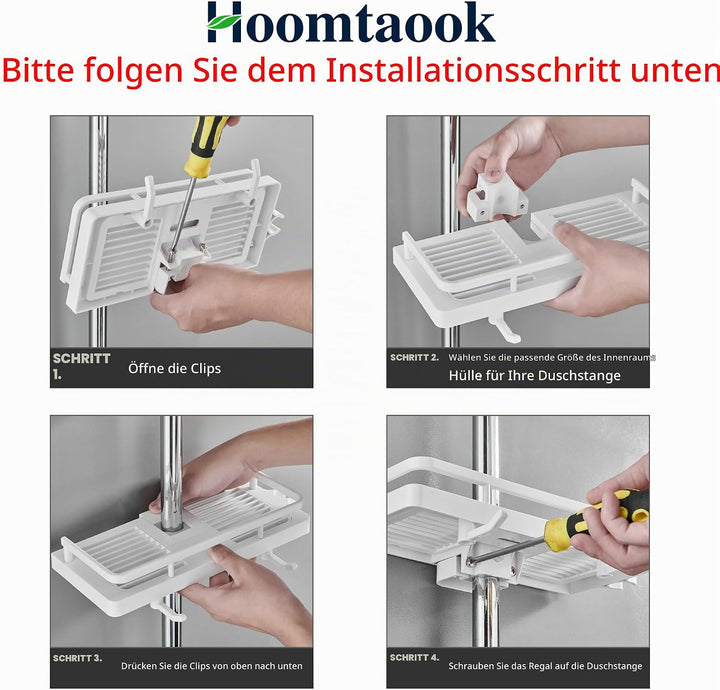 Hoomtaook Duschablage für Duschstange Dusche Caddy ohne Bohren Aufhängen Dusche Regale Zubehör Halte