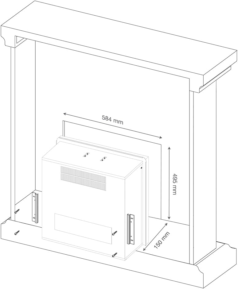 TAGU 23 Zoll PowerFlame Einbau Elektrokamin, In Wand oder Kamin einbauen, 1500W Heizung, 7-Tage Prog