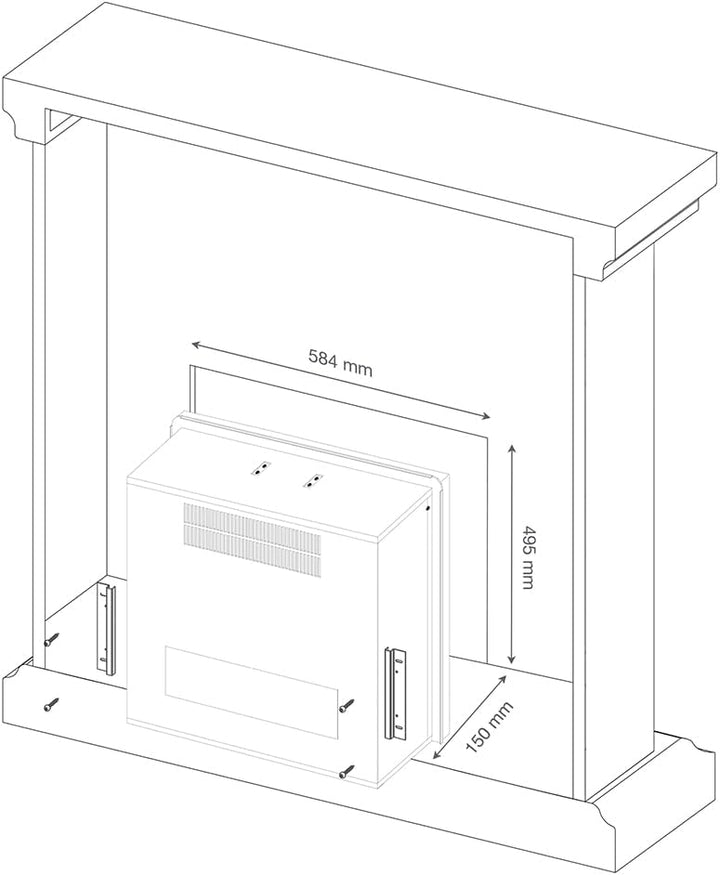 TAGU 23 Zoll PowerFlame Einbau Elektrokamin, In Wand oder Kamin einbauen, 1500W Heizung, 7-Tage Prog