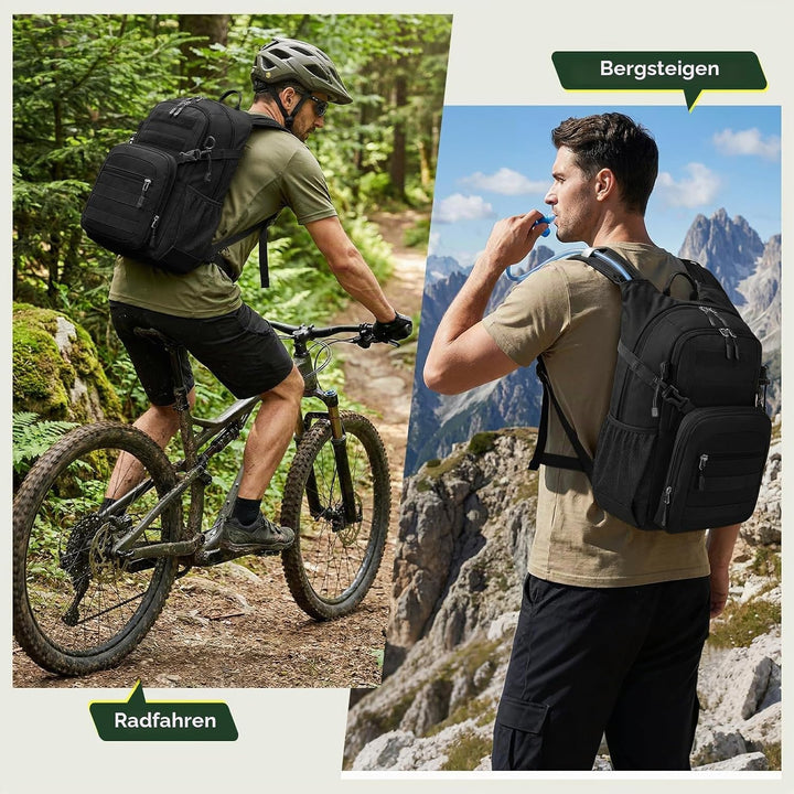 RAINSMORE Wanderrucksack 18L mit 2L Blase &amp; Regenschutz | Leichter Trinkrucksack für Laufen, Radfahr