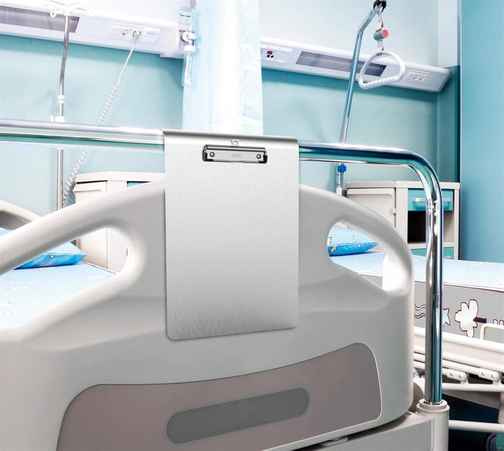 MAUL Klemmbrett MAULmedic zum Einhängen, Schreibplatte, DIN A4 hoch, eloxiertes Aluminium/Edelstahl,