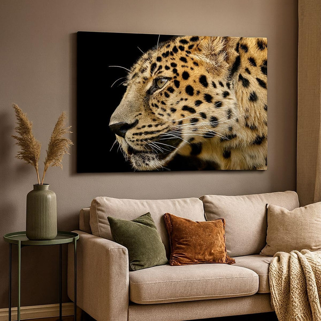 Bilder auf Leinwand 100x70cm Leinwandbild Tiere Leopard wilde Katze wilde Tiere Gross Wanddeko Bild
