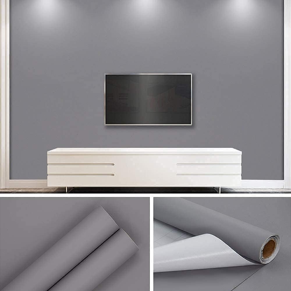 Klebefolie Selbstklebende Matt Grau 90X500cm Wasserdicht Möbelfolie Küchenschrank Tischplatten Wand