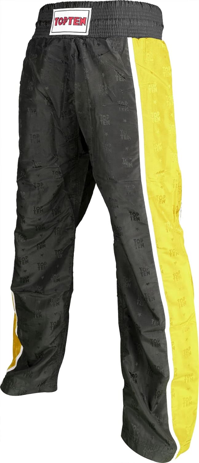TOP TEN Kickboxhose „Stripes“ XL Schwarz - Gelb, XL Schwarz - Gelb