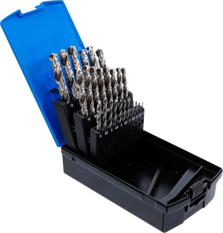 BGS 110, HSS-Spiralbohrer-Satz, 25-tlg., 1 - 13 mm, inkl. Kassette, Metall-Bohrer HSS | Spitzen mit