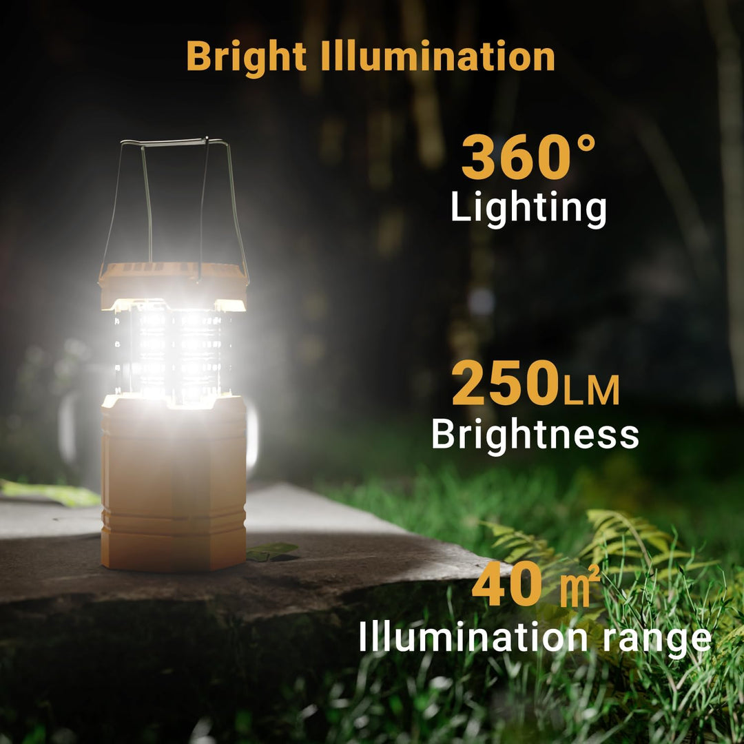 LED Campinglampe Solar, Wasserdicht LED Camping Laterne, Notfallleuchte mit Handkurbel, Eingebaute 3
