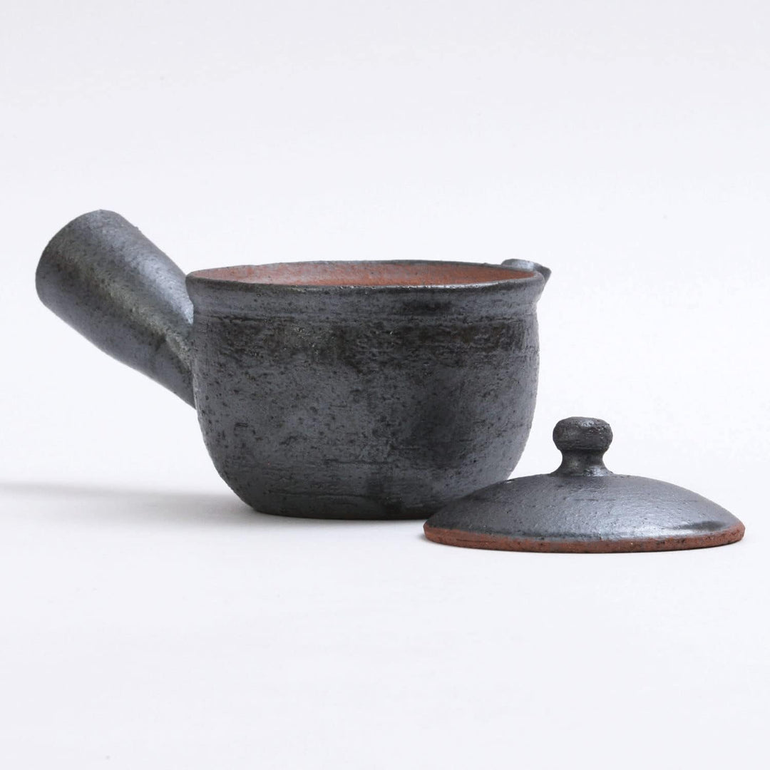 Shigaraki Pottery Sumi-iro Kyusu Teekanne und Yunomi Set