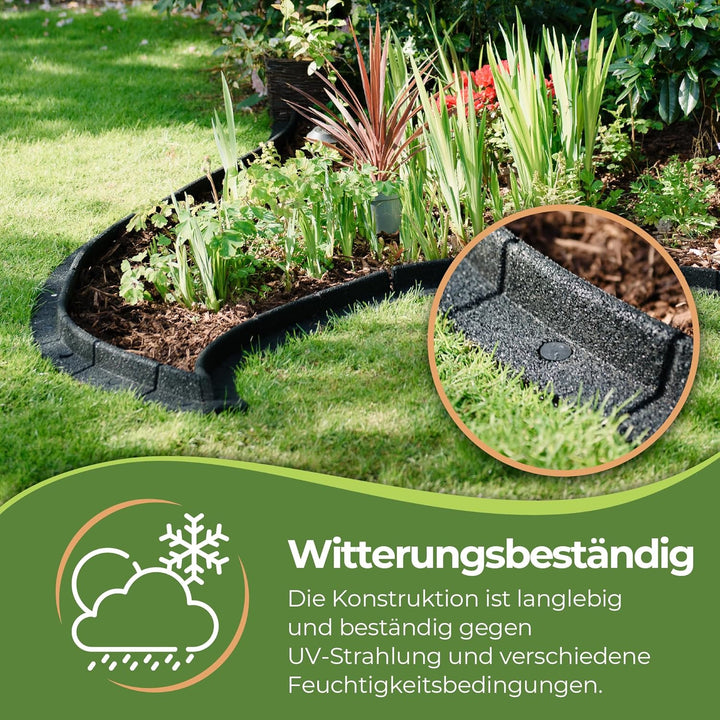 EcoShape FlexiBorder - das Flexible Rasenkantensystem (6 x 1 Meter, Grau), Grau