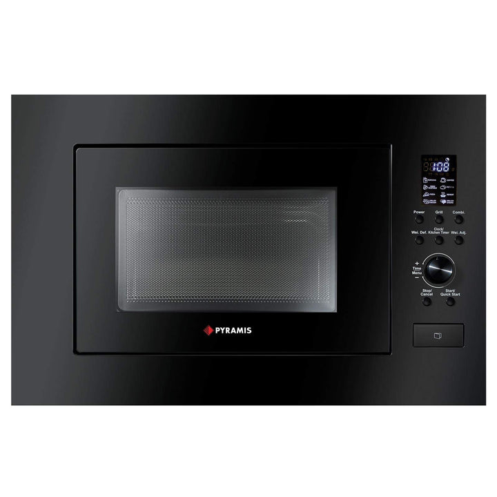 Pyramis schwarze Einbau Mikrowelle 60 cm 23 Liter für Hochschränke